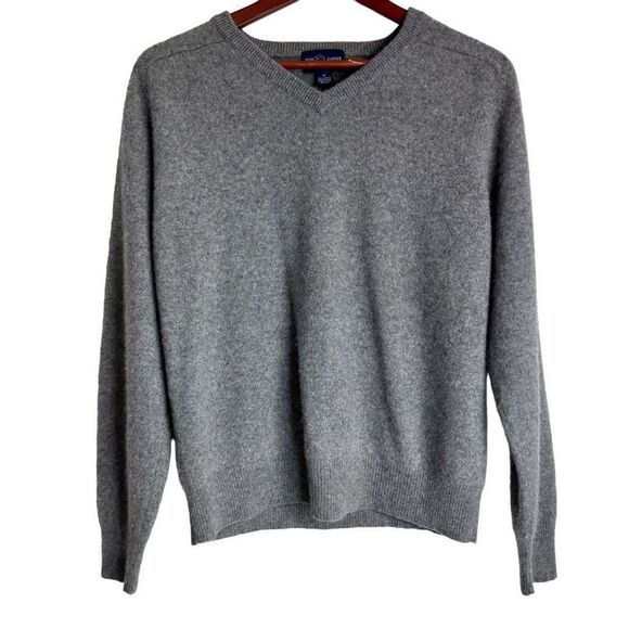 Alan Fusser 100% Cashmere Gray Vneck Sweater Mens Medium Timeless Closet Staple - Picture 1 of 9